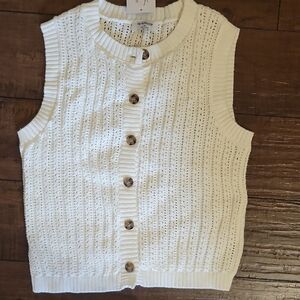 Women's White Knit Sweater Vest